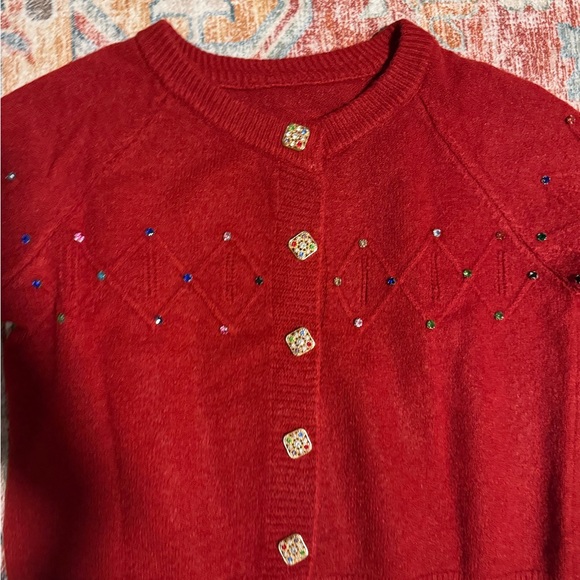 Red Button-Up Sweater - Picture 2 of 3